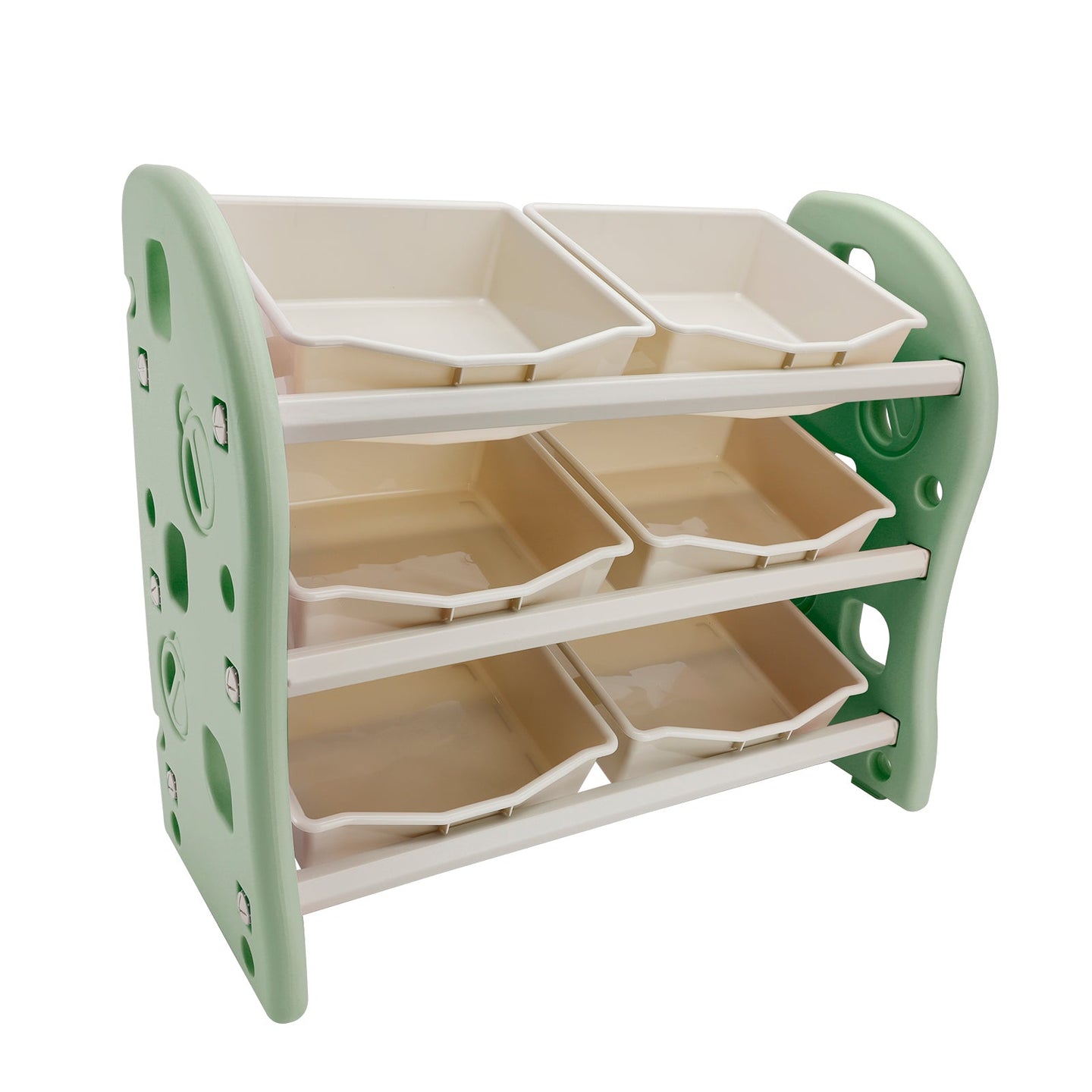 Kids Toy Storage Organizer With 6 Plastic Storage Bins Plastic Toy Rack Green
