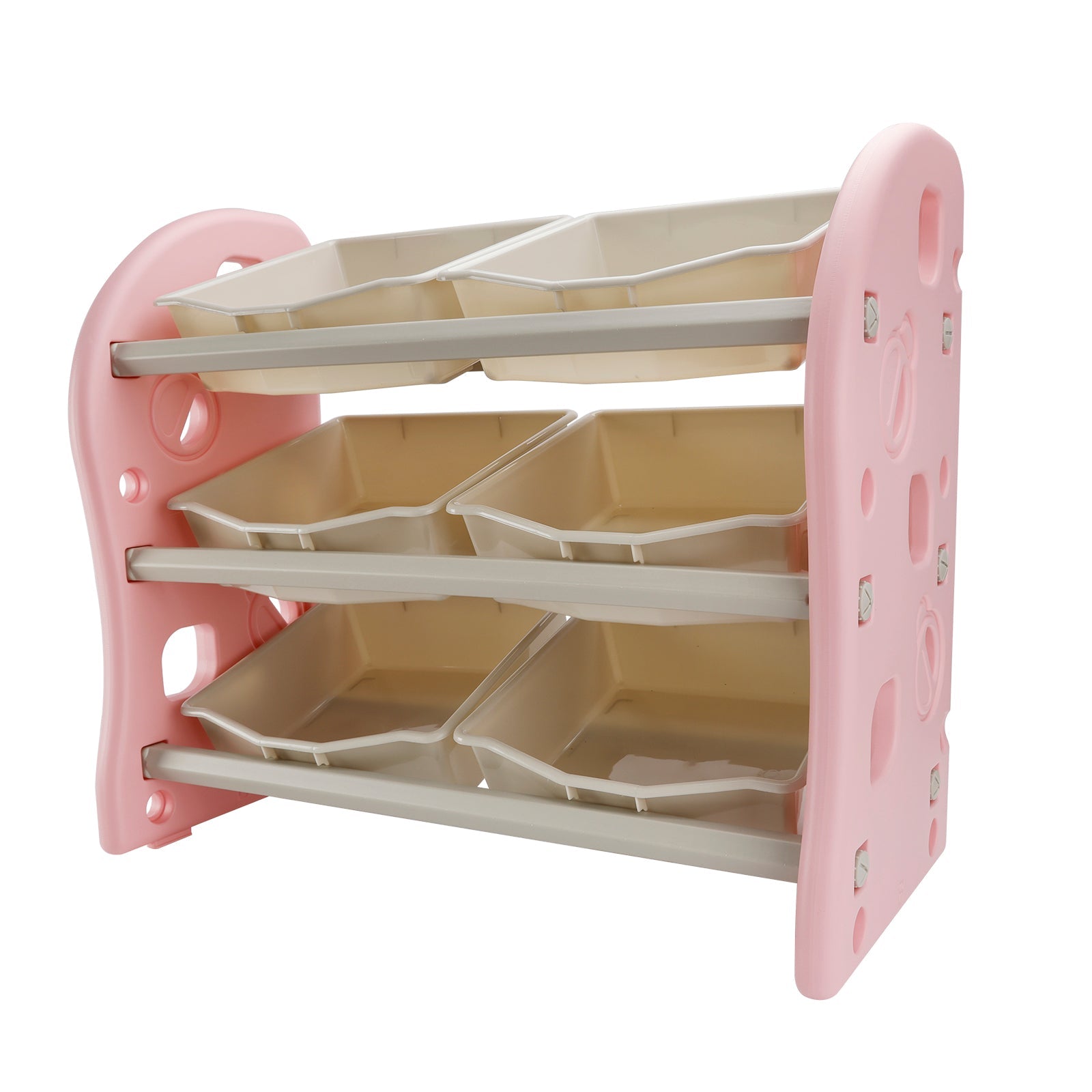Kids Toy Storage Organizer With 6 Plastic Storage Bins Plastic Toy Rack Pink