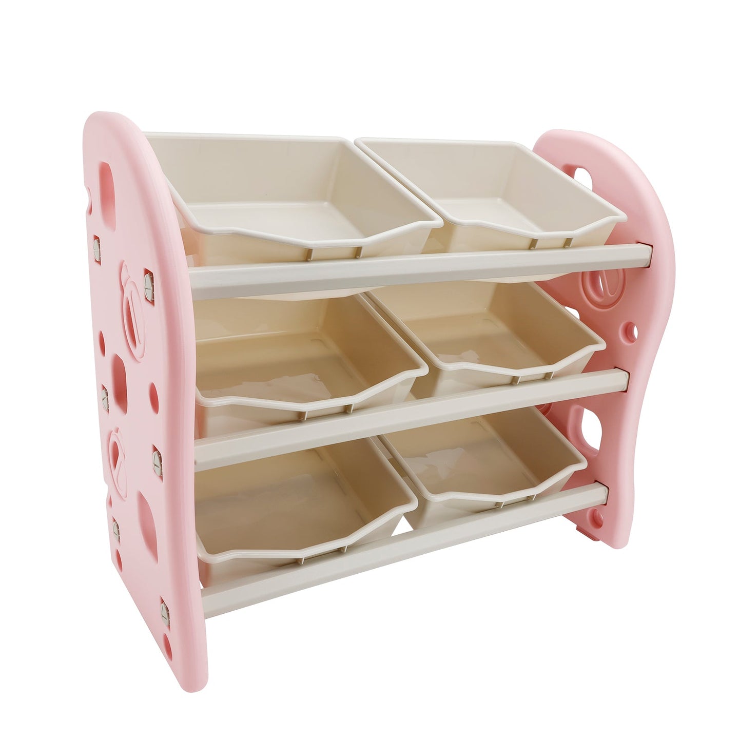 Kids Toy Storage Organizer With 6 Plastic Storage Bins Plastic Toy Rack Pink