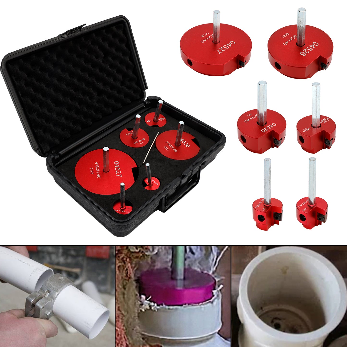 Professional Plastic Pipe Reamer Kit for 1/2" Drills, High-Precision Alloy Cutters for PVC CPVC ABS Pipes Includes Sturdy Case