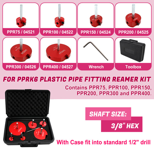 Professional Plastic Pipe Reamer Kit for 1/2" Drills, High-Precision Alloy Cutters for PVC CPVC ABS Pipes Includes Sturdy Case