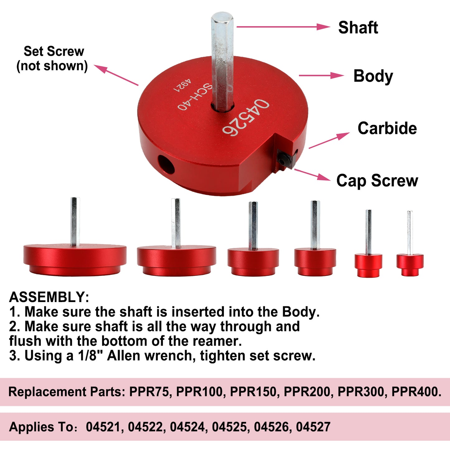 Professional Plastic Pipe Reamer Kit for 1/2" Drills, High-Precision Alloy Cutters for PVC CPVC ABS Pipes Includes Sturdy Case