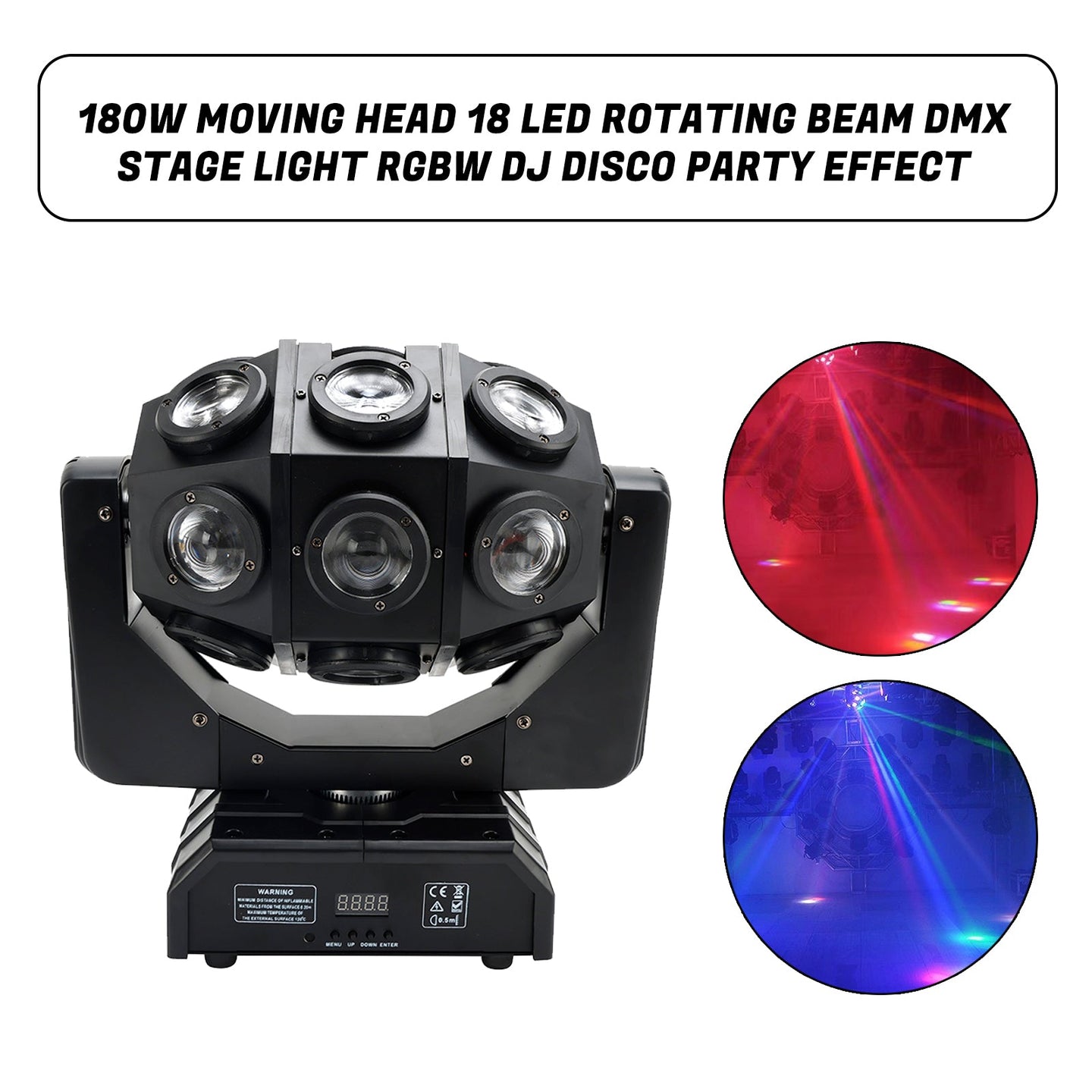 Moving Head Beam Light 180W Moving Head Light RGBW 360?¡ãRotation DJ Lights DMX 512 with Sound Activated