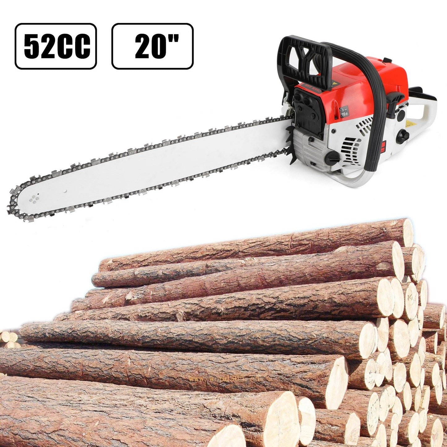 20-Inch 52CC Gas Chainsaw with Aluminum Crankcase & Anti-Vibration Handle for Tree Cutting