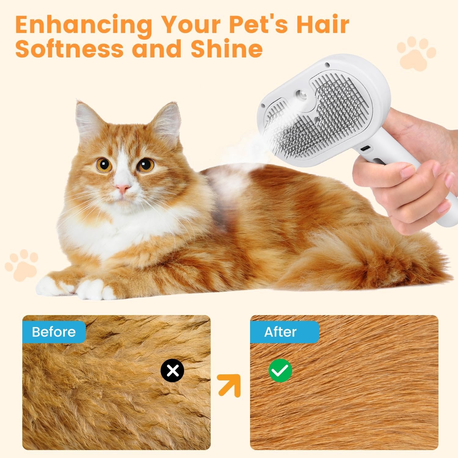 PawMist™ Self-Cleaning Pet Grooming Brush