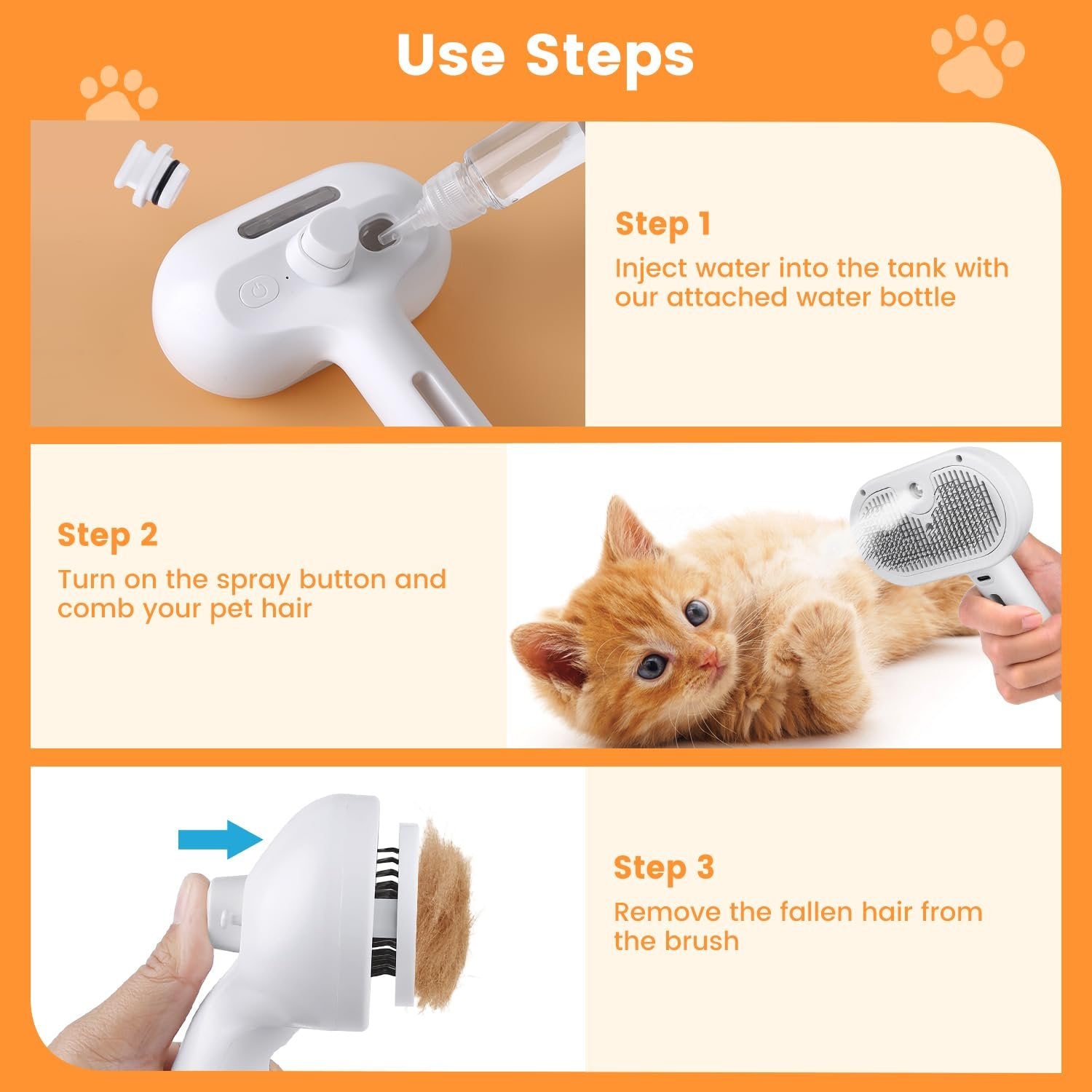 PawMist™ Self-Cleaning Pet Grooming Brush