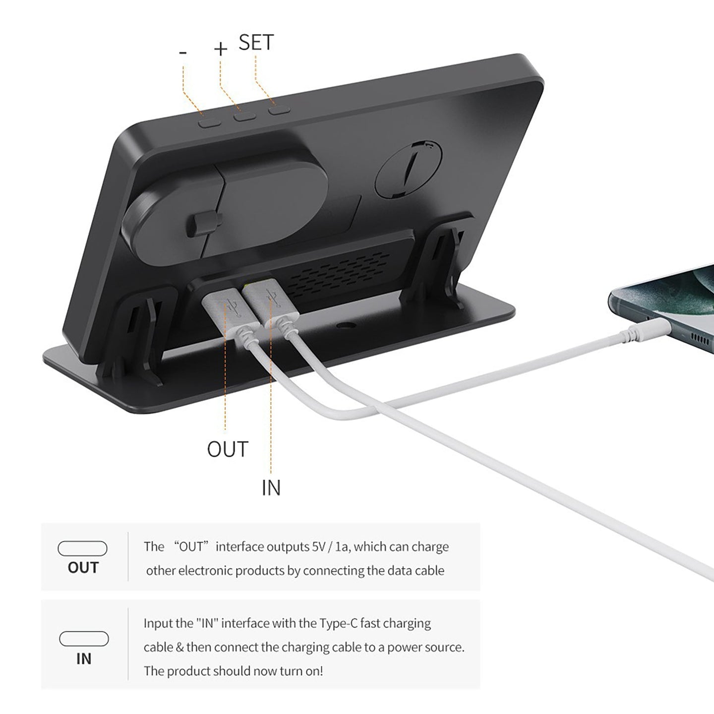 6-in-1 Wireless Charging Station for iPhone & Apple Watch - Nightstand Clock Dock