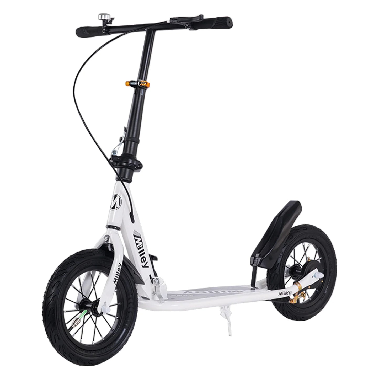White Foldable Kick Scooter Ages 6+, Teens/Adults Max 220lb