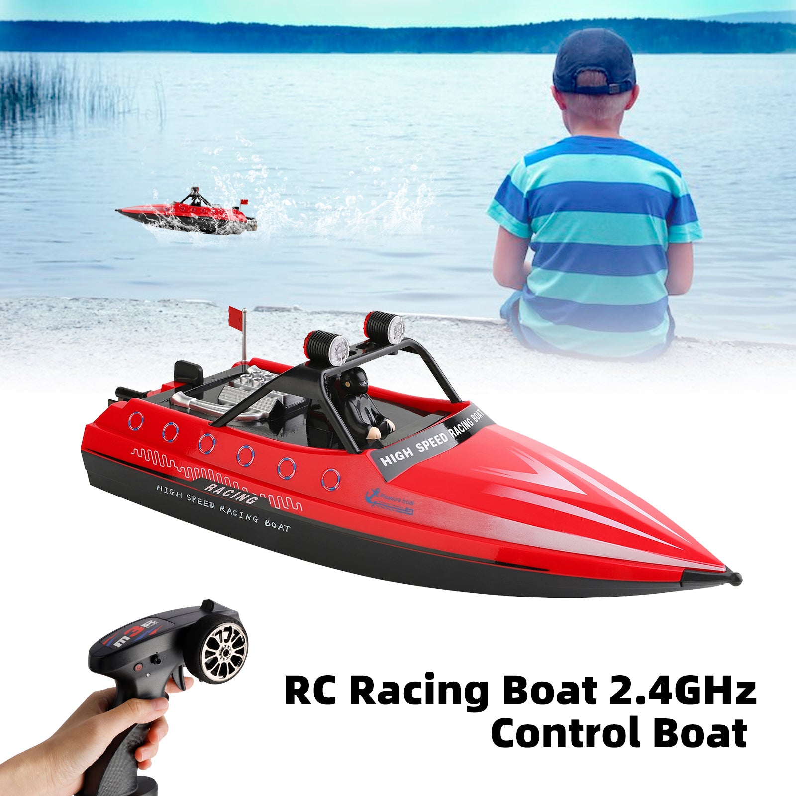 Wltoys WL917 RC Jet Boat RC Racing Boat 2.4GHz Remote Control Boat Toy Red