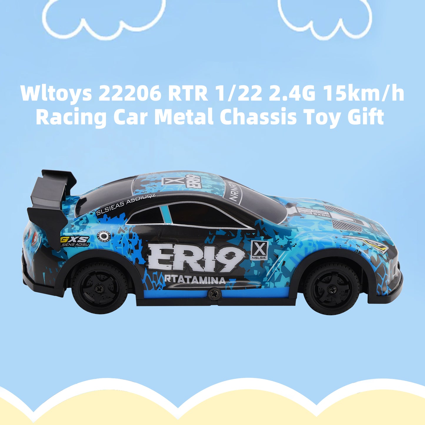 Wltoys 22206 RTR 1/22 2.4G 15km/h Racing Car Metal Chassis Toy Gift Blue