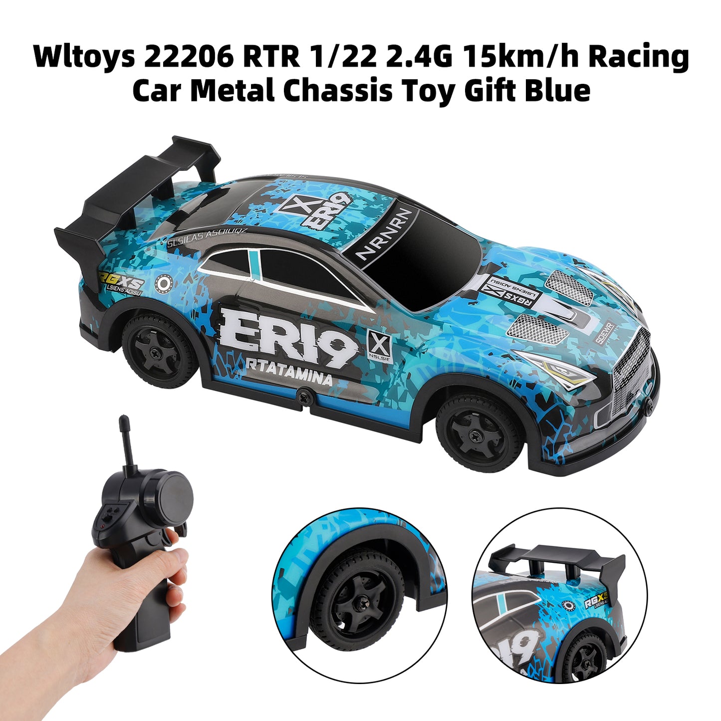 Wltoys 22206 RTR 1/22 2.4G 15km/h Racing Car Metal Chassis Toy Gift Blue