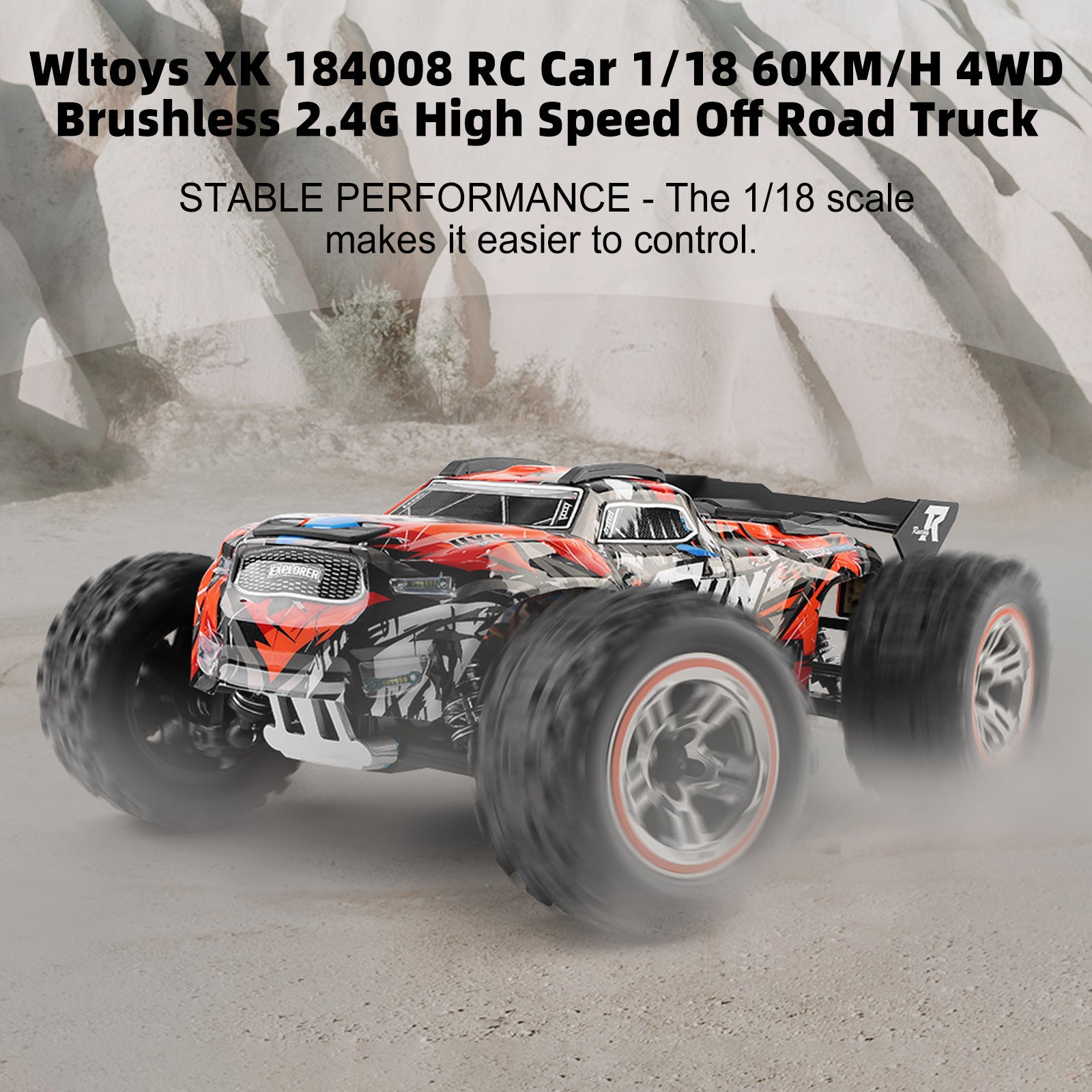 Wltoys XK 184008 RC Car 1/18 60KM/H 4WD Brushless 2.4G High Speed Off Road Truck
