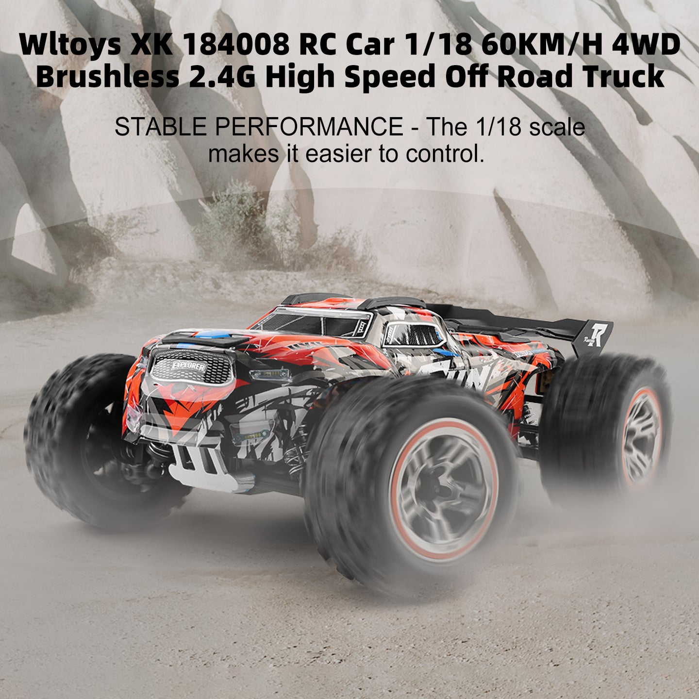 Wltoys XK 184008 RC Car 1/18 60KM/H 4WD Brushless 2.4G High Speed Off Road Truck