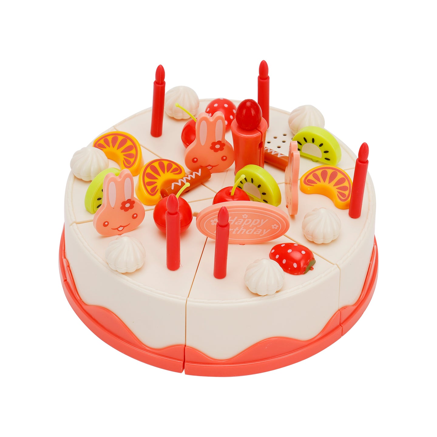 82 Pieces Birthday Cake Toy Play Food Set Plastic Kitchen Cutting Pretend Toys