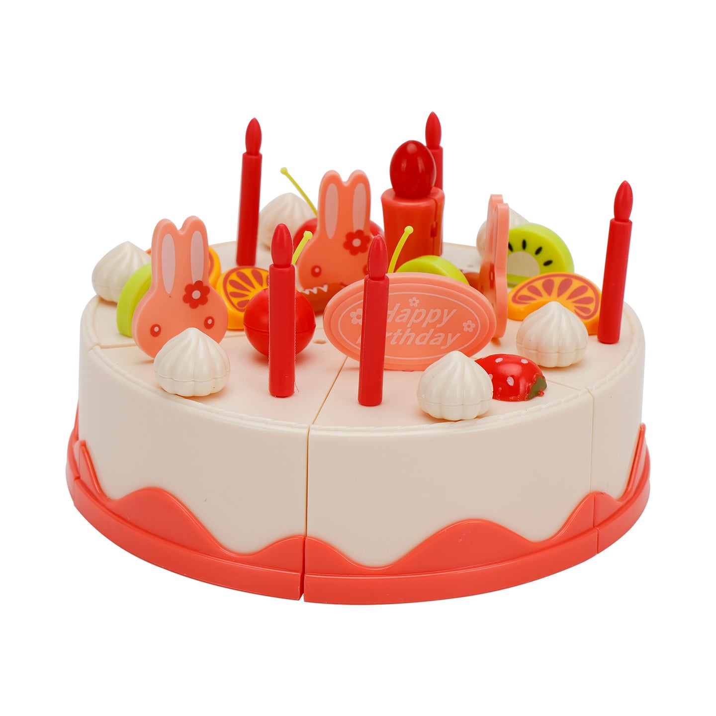 82 Pieces Birthday Cake Toy Play Food Set Plastic Kitchen Cutting Pretend Toys