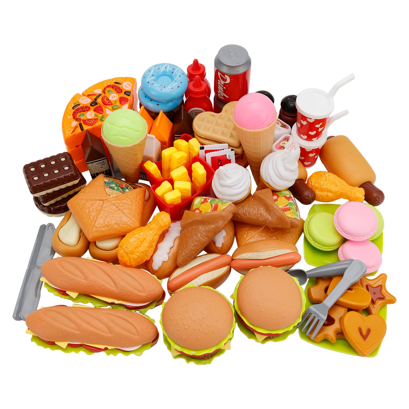 Western Kitchen Toys Simulated Food Toys Burger Pizza Children Pretend Toy Set