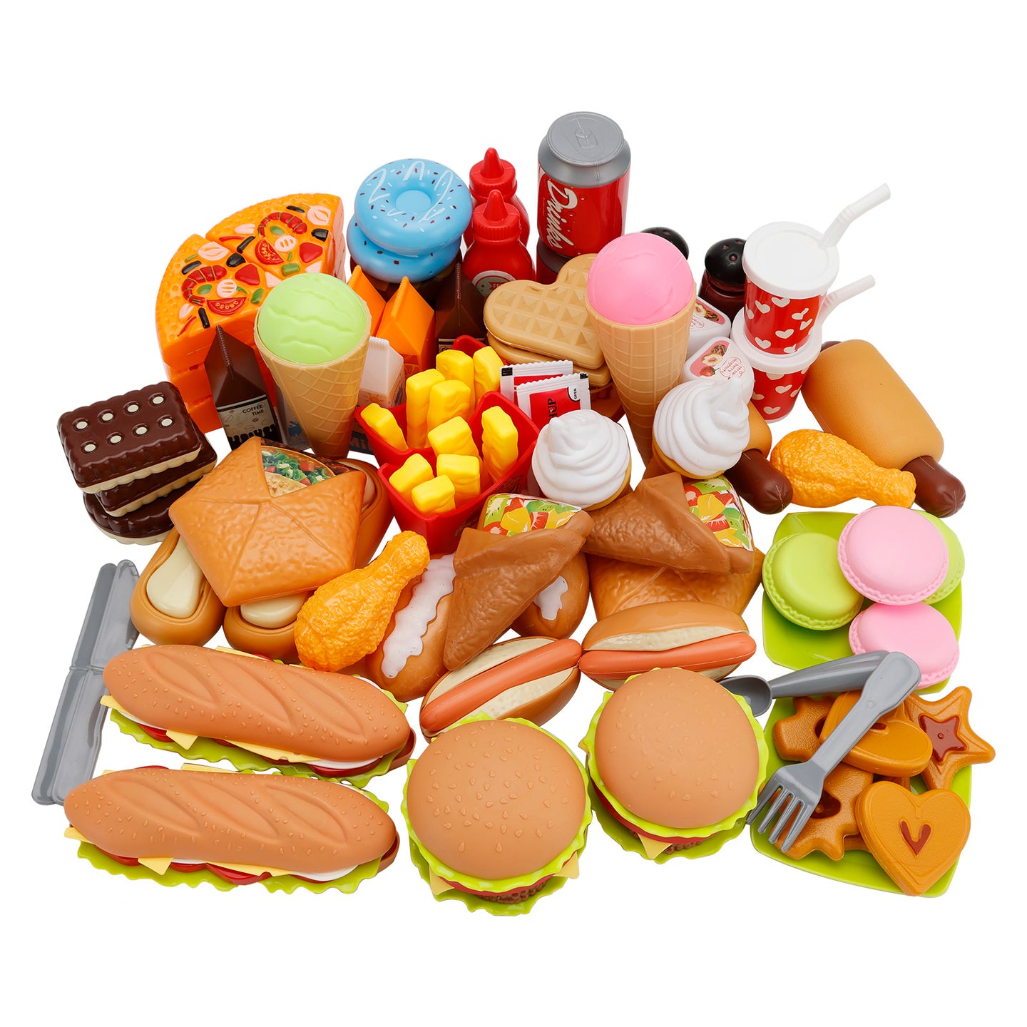Western Kitchen Toys Simulated Food Toys Burger Pizza Children Pretend Toy Set