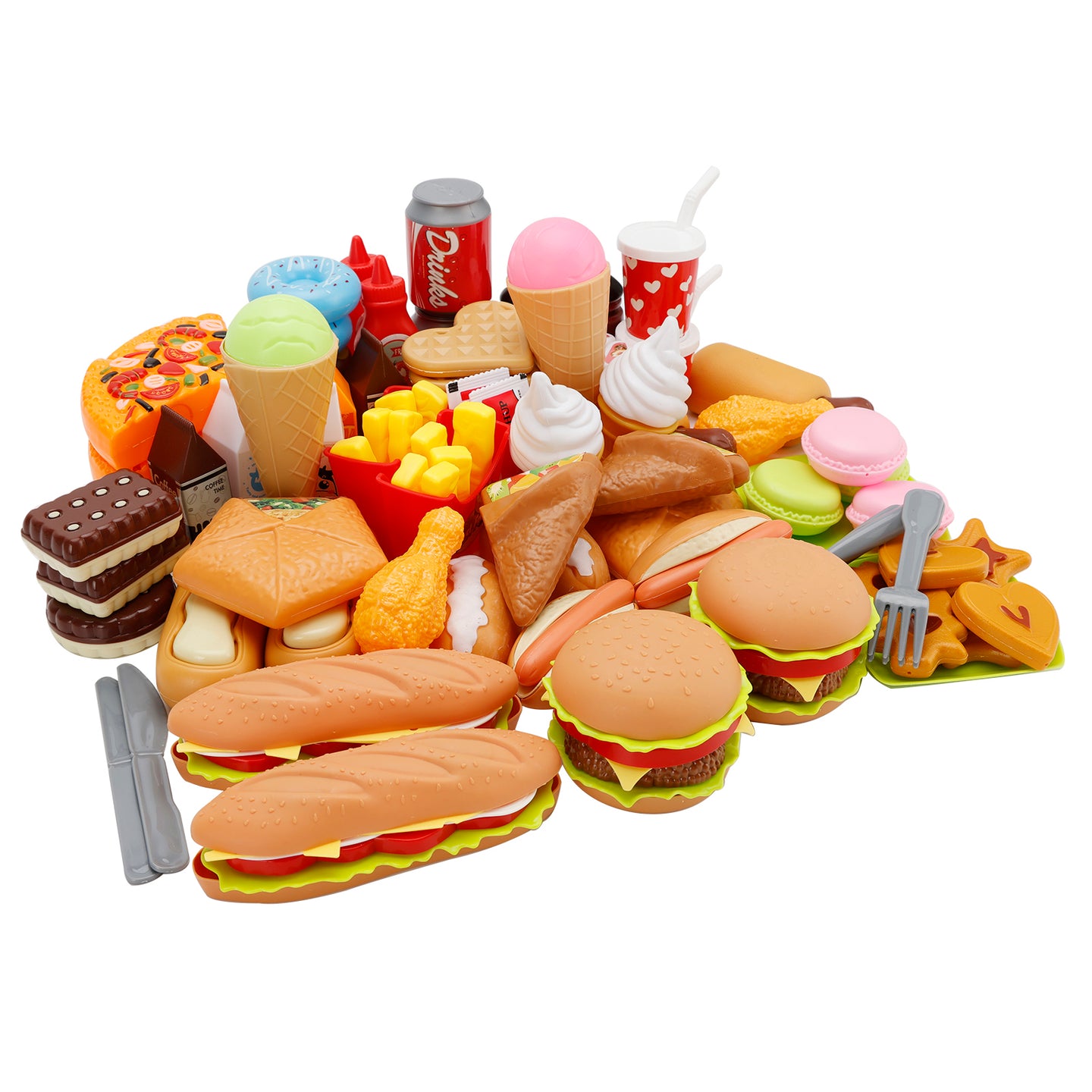 Western Kitchen Toys Simulated Food Toys Burger Pizza Children Pretend Toy Set