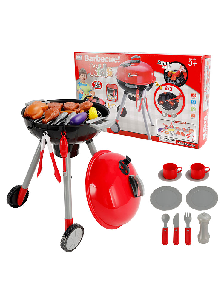 BBQ Grill Kitchen Cooking Interactive Sizzle Light Pretend Food Toys For Kid