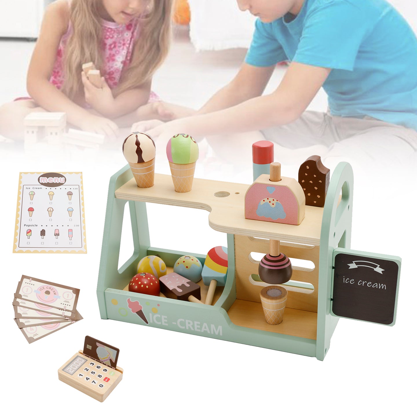 Simulation Dessert And Serve Ice Cream Counter Kid Play Educational Toy Set