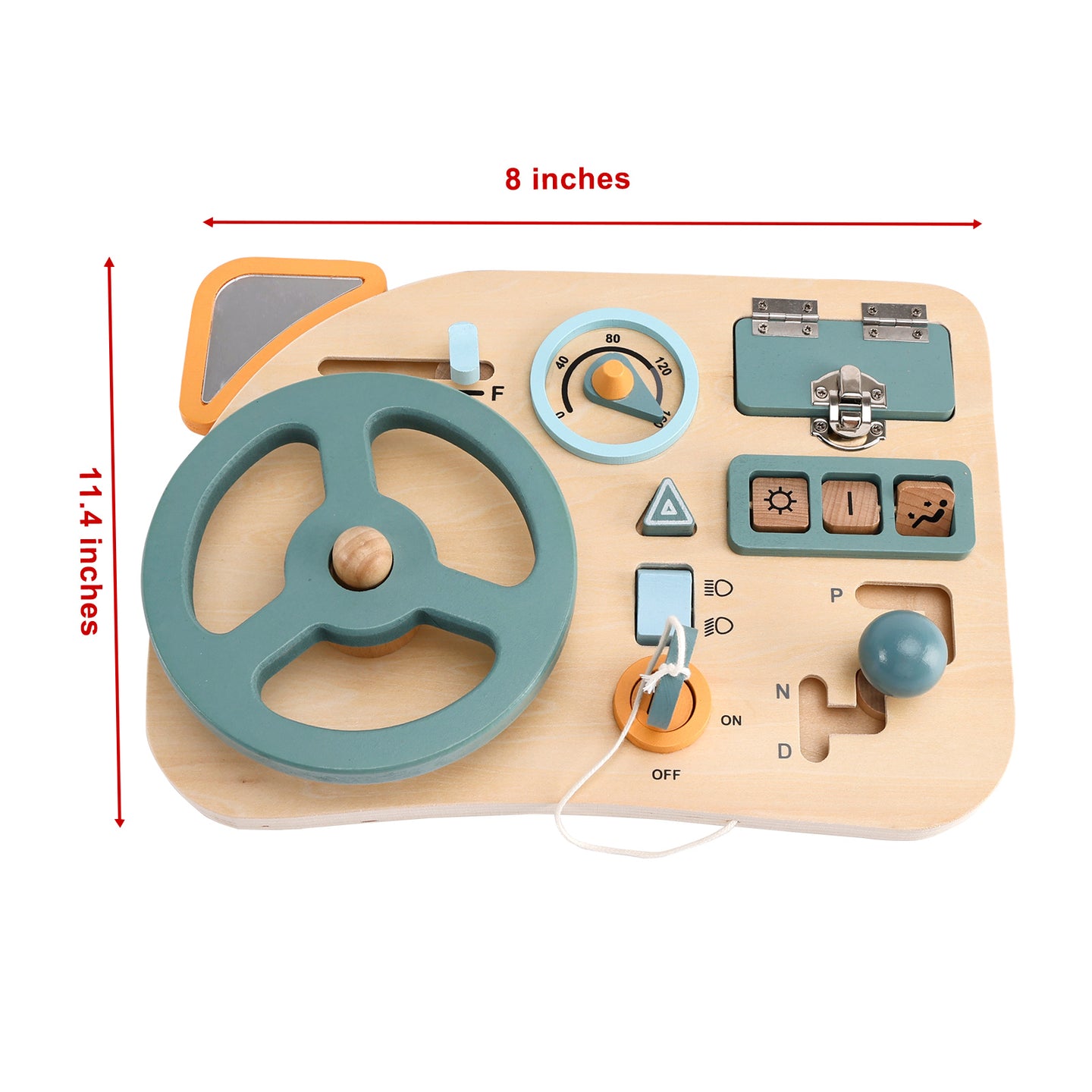 Car Toddler Busy Board – Montessori Busy Boards for Boys & Girls – 10-in-1 Wooden Sensory Board with Steering Wheel