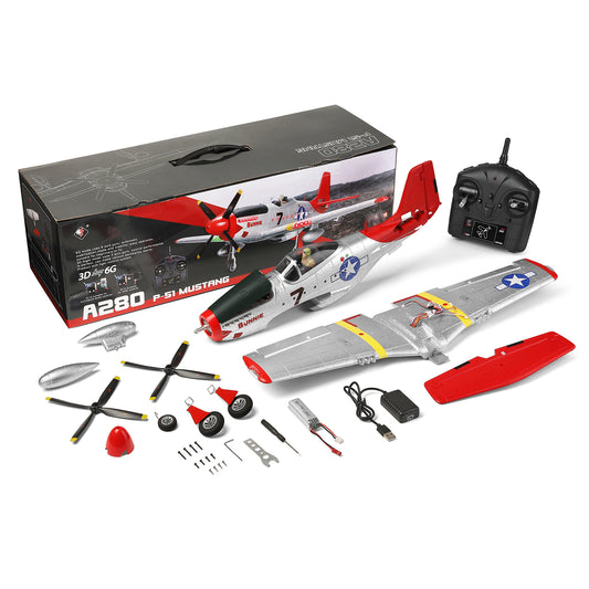 WLtoys XK A280 RC P51 Fighter 4CH Airplane 3D/6G Fixed Wing Brushless Motor Toy