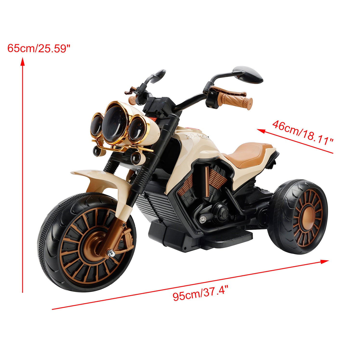 Kids Ride-On Motorcycle 3-Wheel Electric LED – Brown, 1–8 Years (Copy)
