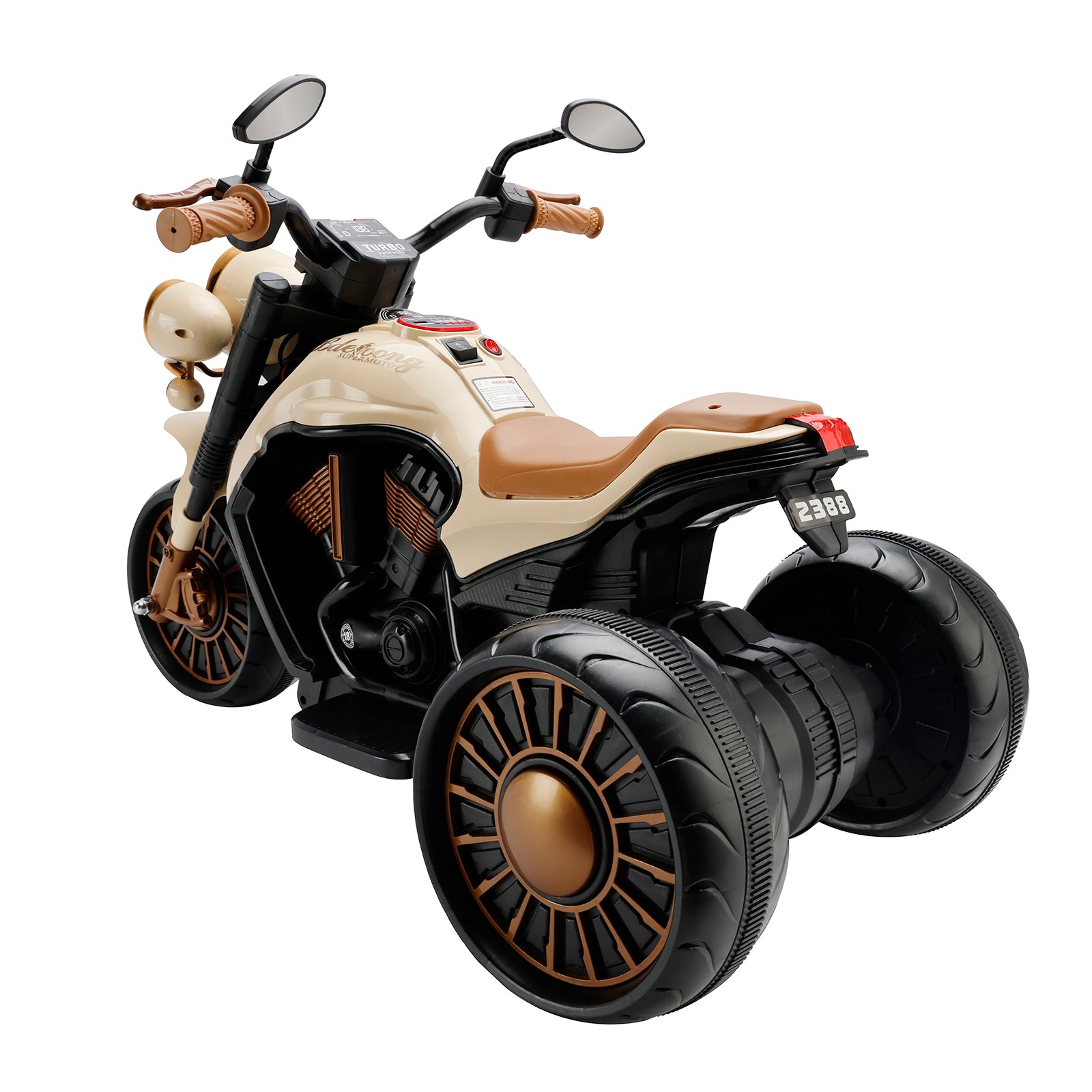 Kids Ride-On Motorcycle 3-Wheel Electric LED – Brown, 1–8 Years (Copy)