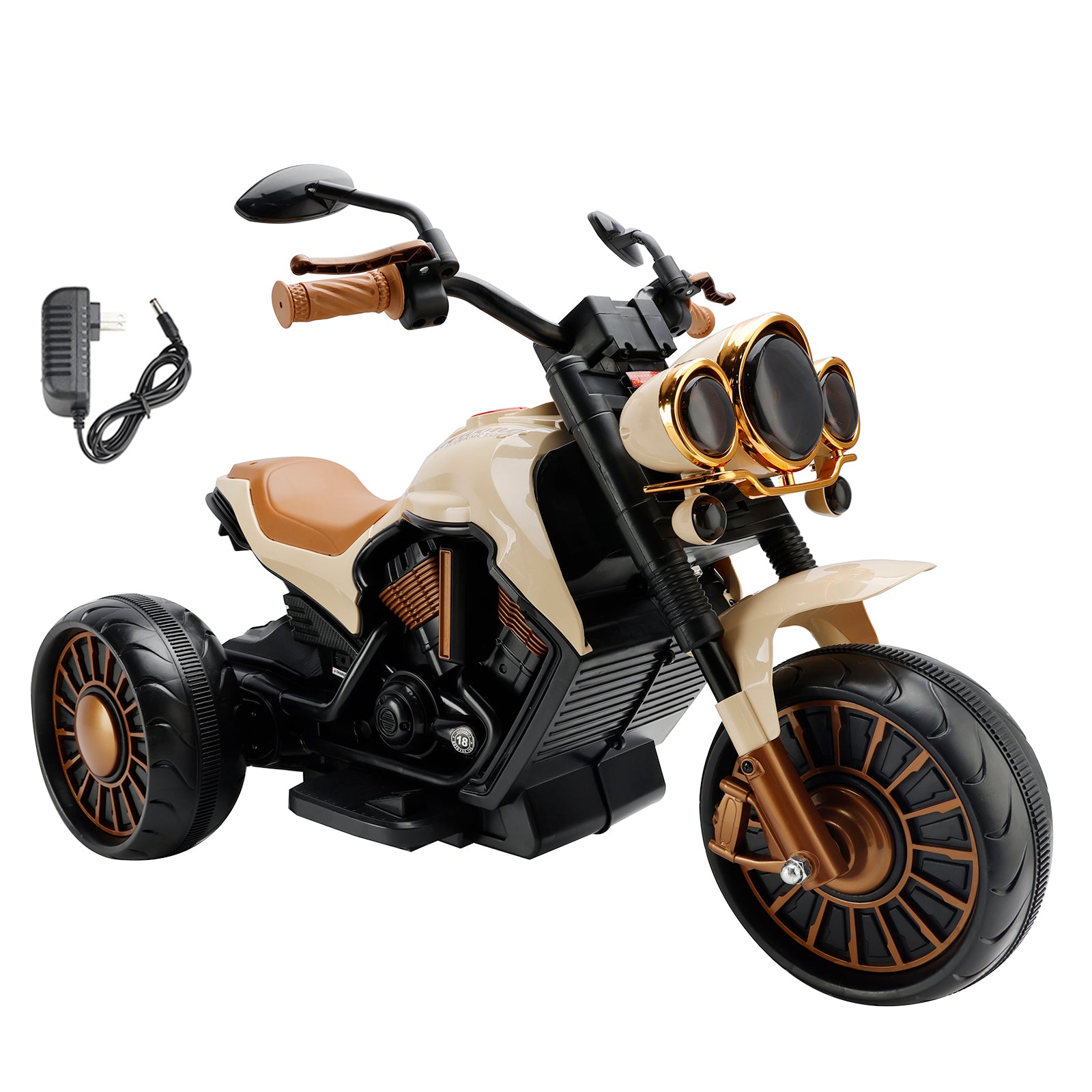 Kids Ride-On Motorcycle 3-Wheel Electric LED – Brown, 1–8 Years (Copy)
