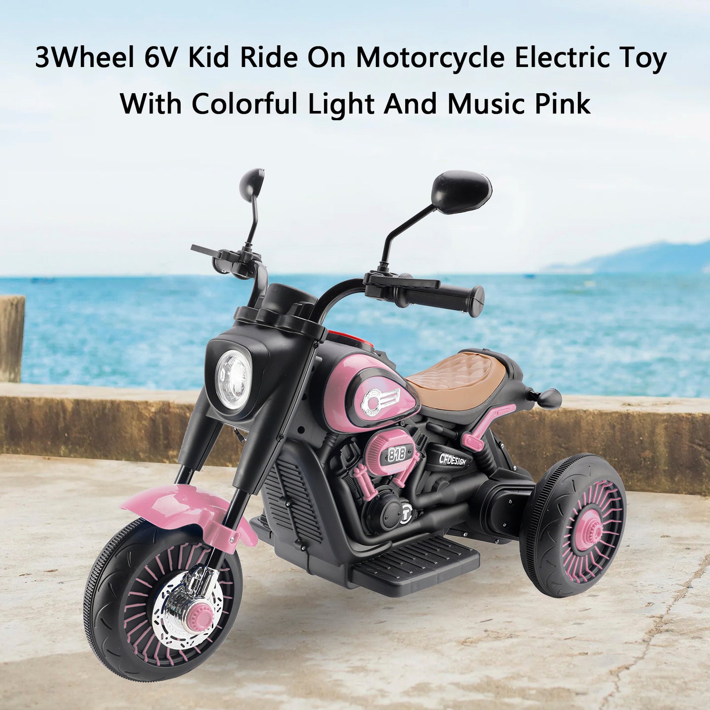 3-Wheel 6V Kids Ride-On Motorcycle with Colorful Light & Music – Pink (Copy)