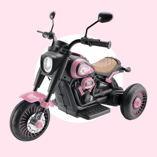 3-Wheel 6V Kids Ride-On Motorcycle with Colorful Light & Music – Pink