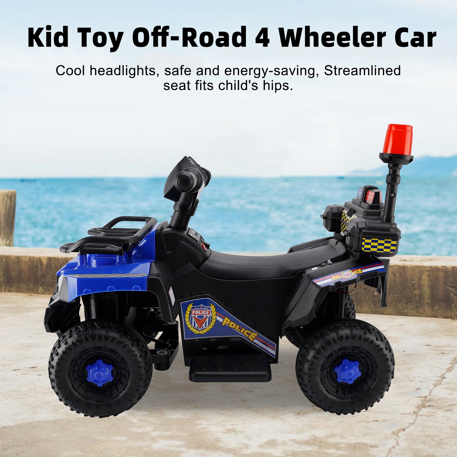 Dual Electric 6V Ride On Atv Police Car For Kid Toy Off-Road 4 Wheeler Car (Copy)