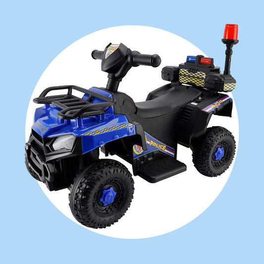 Dual Electric 6V Ride On Atv Police Car For Kid Toy Off-Road 4 Wheeler Car