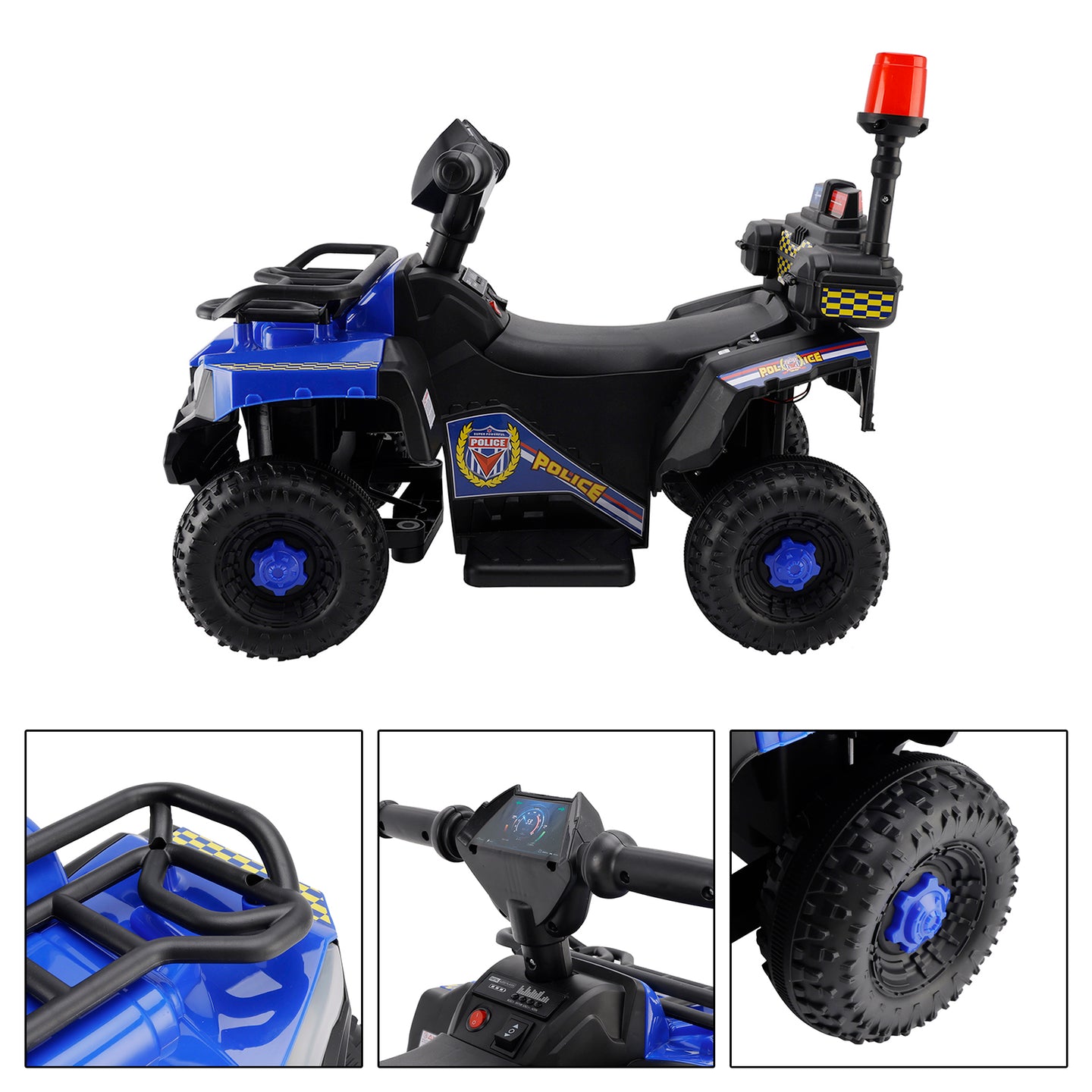 Dual Electric 6V Ride On Atv Police Car For Kid Toy Off-Road 4 Wheeler Car (Copy)
