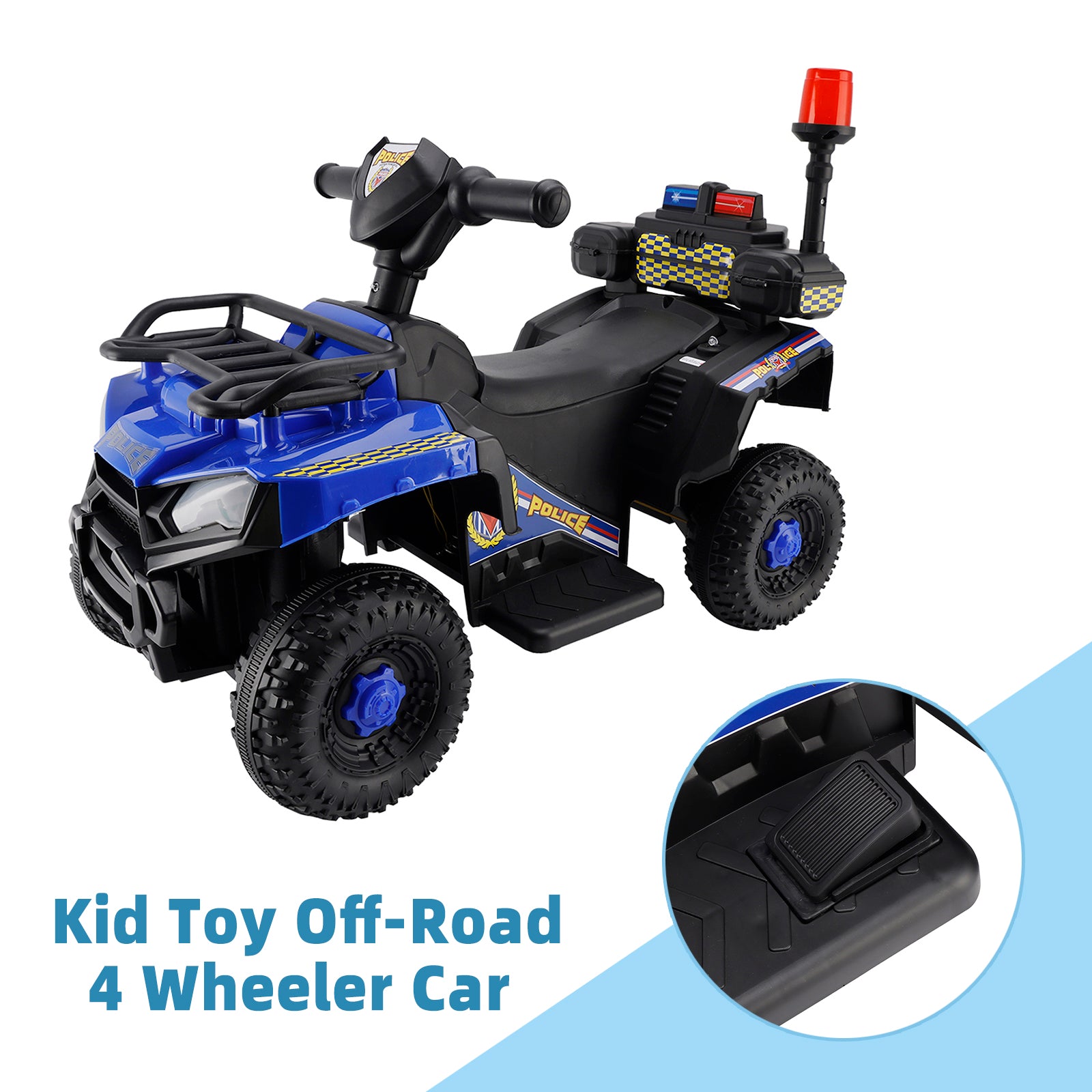 Dual Electric 6V Ride On Atv Police Car For Kid Toy Off-Road 4 Wheeler Car (Copy)