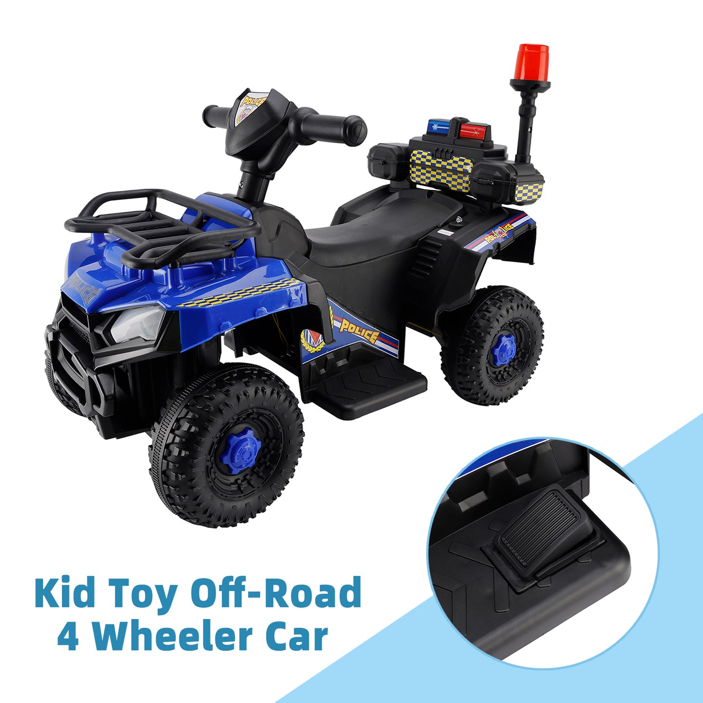 Dual Electric 6V Ride On Atv Police Car For Kid Toy Off-Road 4 Wheeler Car (Copy)