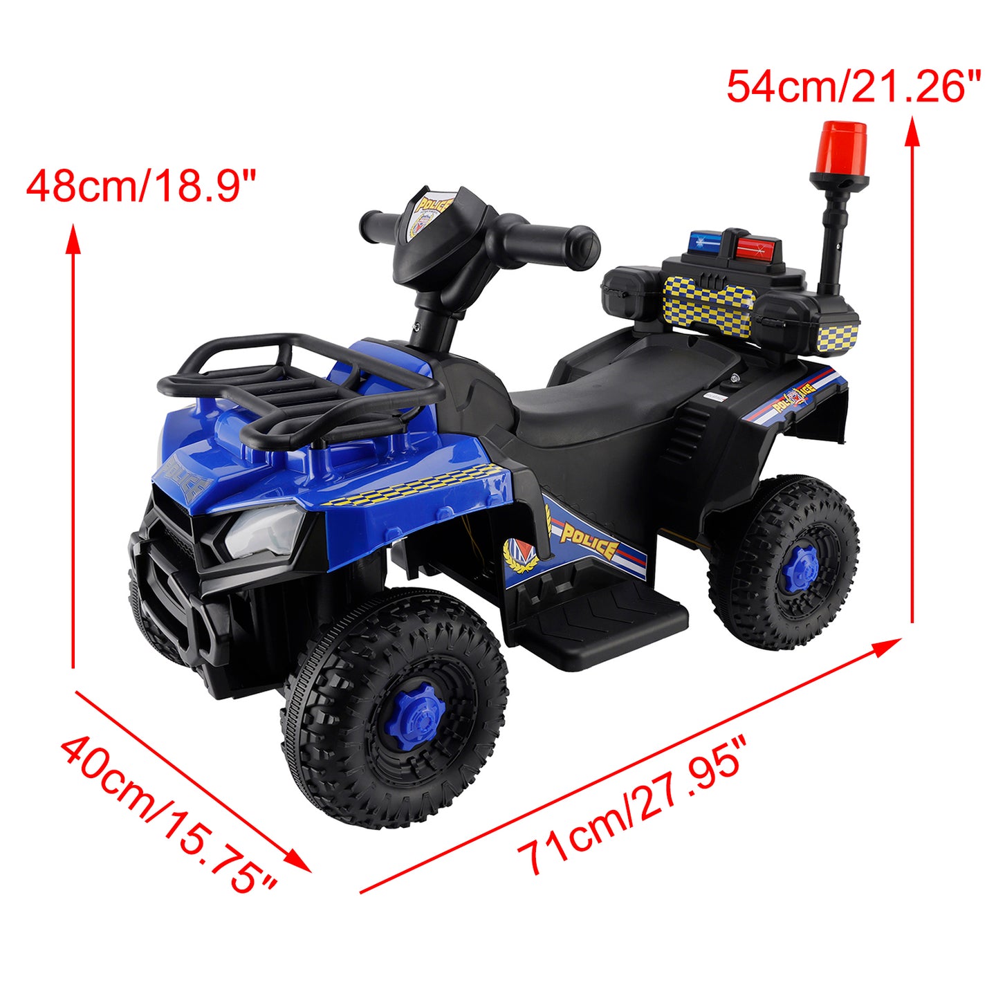 Dual Electric 6V Ride On Atv Police Car For Kid Toy Off-Road 4 Wheeler Car (Copy)