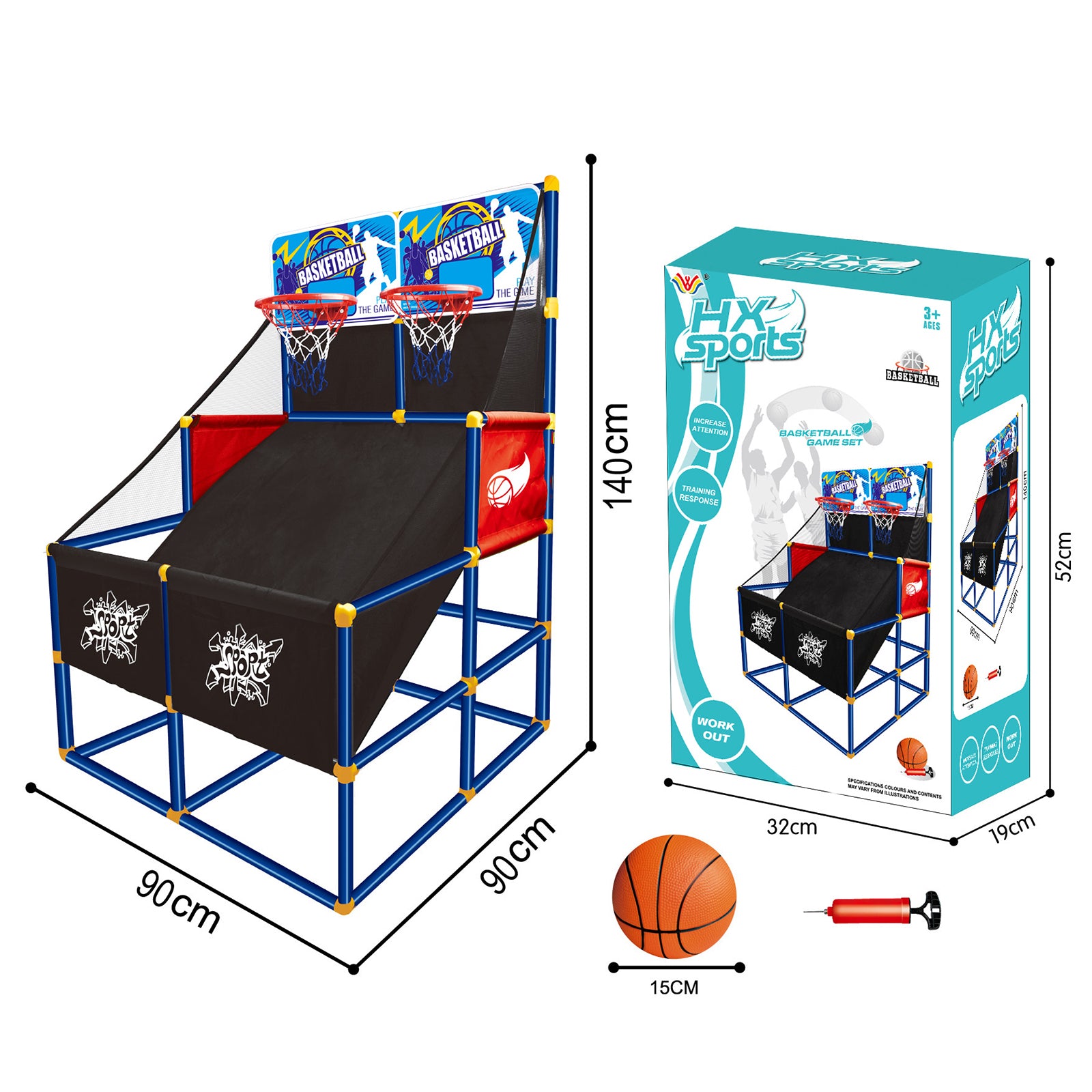 Kid Dual Shot Basketball Arcade Game With 4 Balls Easy Quick Assembling Gift