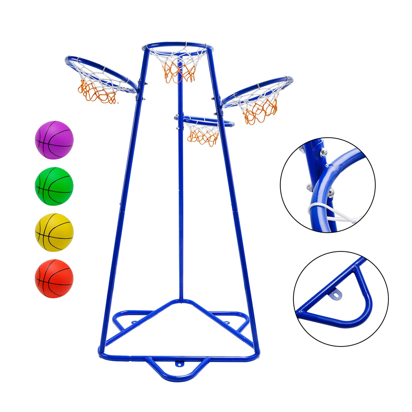 Early Learning 4 Hoop Kid Basketball Hoop Indoor/Outdoor Preschool Hoop Set Blue