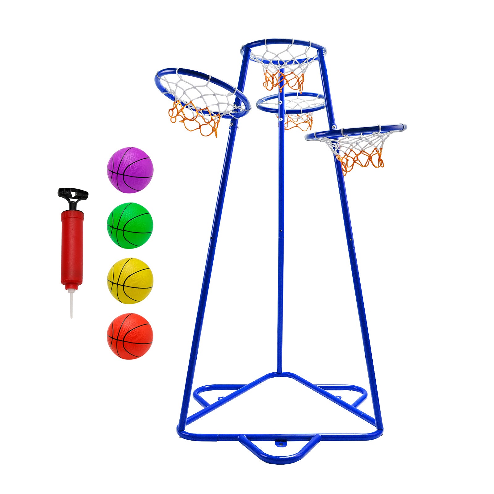 Early Learning 4 Hoop Kid Basketball Hoop Indoor/Outdoor Preschool Hoop Set Blue