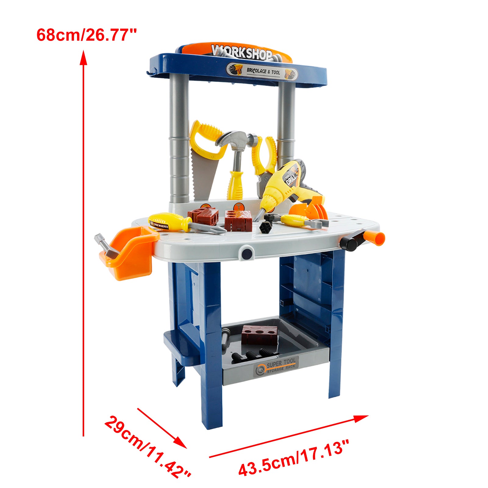 37+Pcs Kid Workbench Electric Drill Tool Pretend Play Workshop Construction Toy