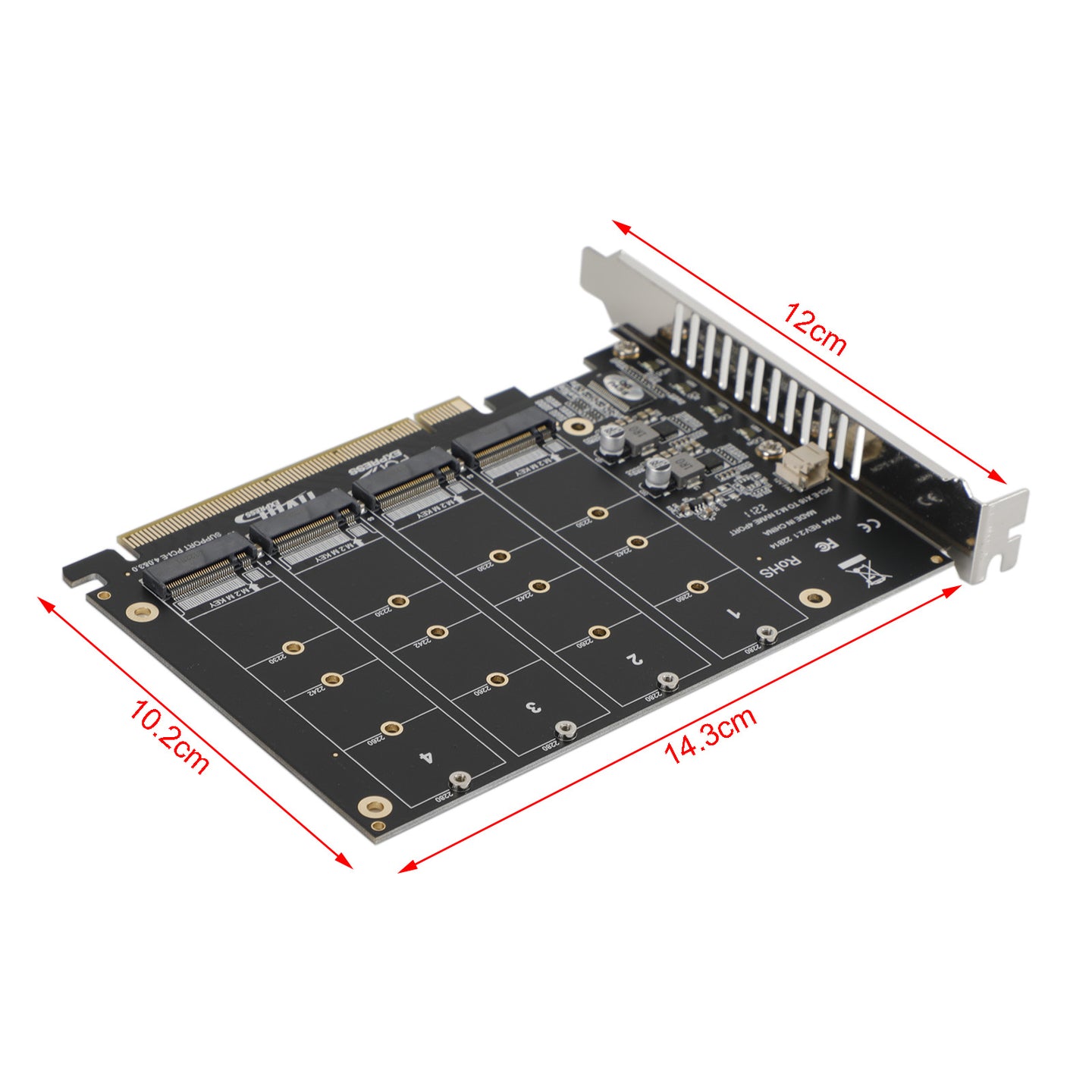 PCI-E 4 Disk Expansion Card M.2 NVME X16 Adapter Expension Card 2230 2242 2260