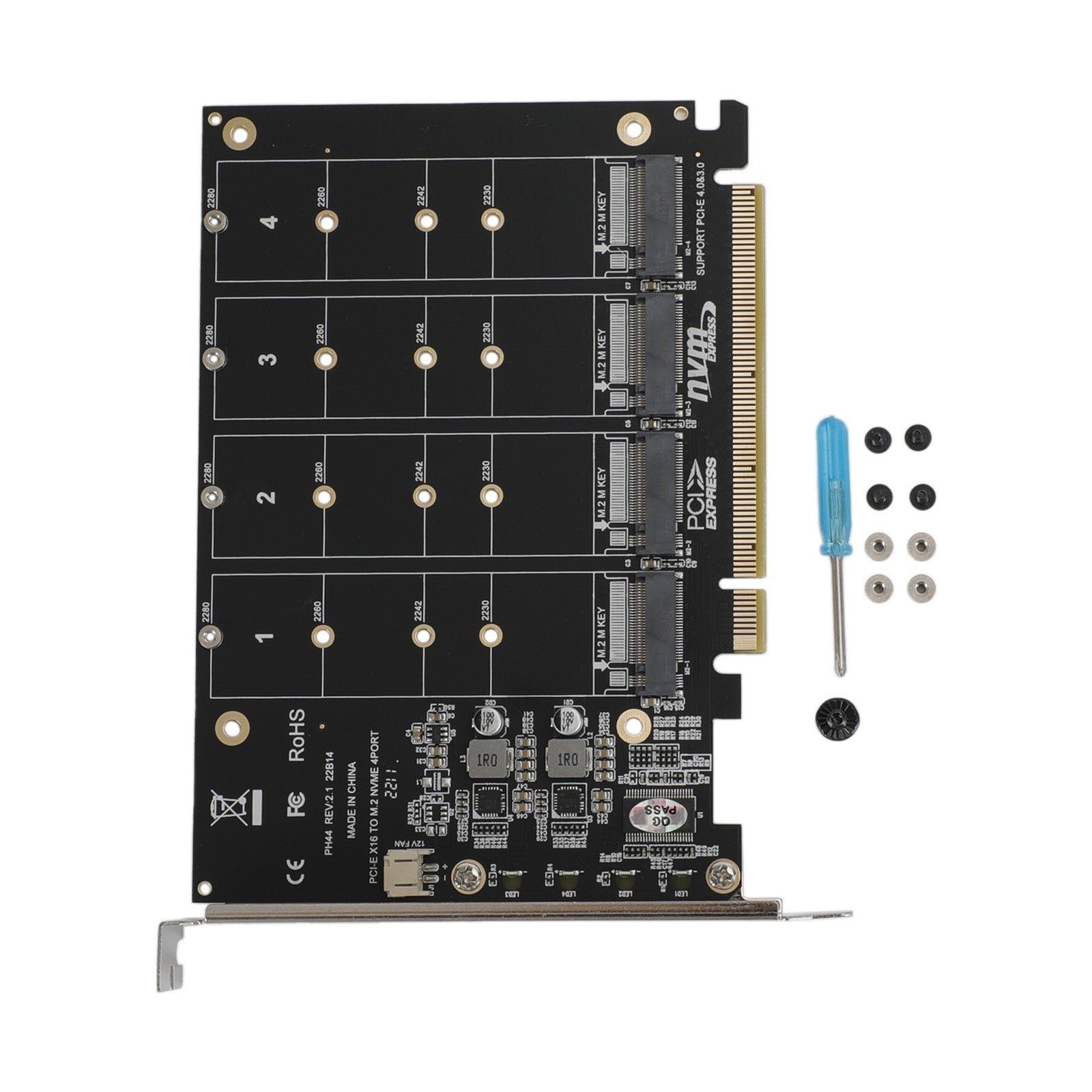 PCI-E 4 Disk Expansion Card M.2 NVME X16 Adapter Expension Card 2230 2242 2260