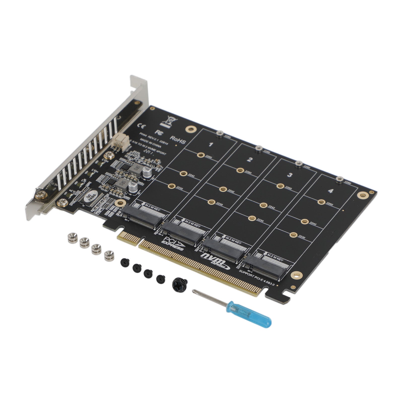 PCI-E 4 Disk Expansion Card M.2 NVME X16 Adapter Expension Card 2230 2242 2260