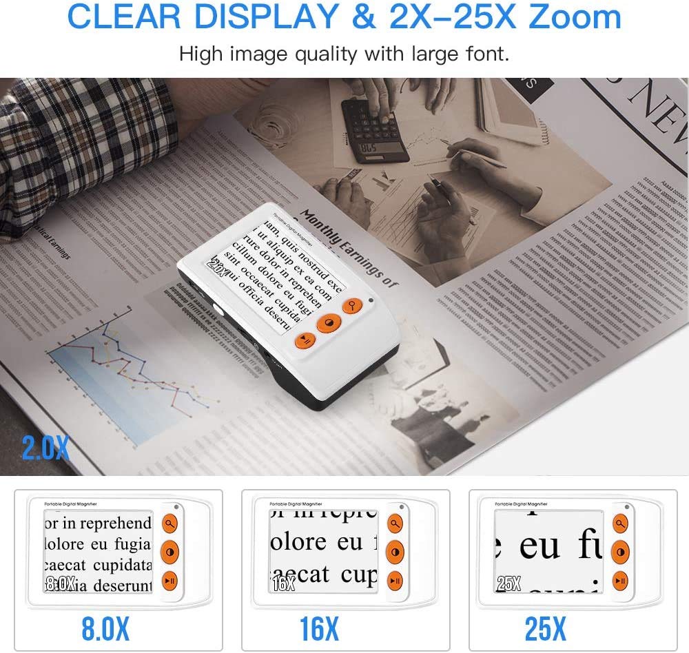 Eyoyo Digital Magnifier for Seniors - Reading Aid, 2X-25X Zoom