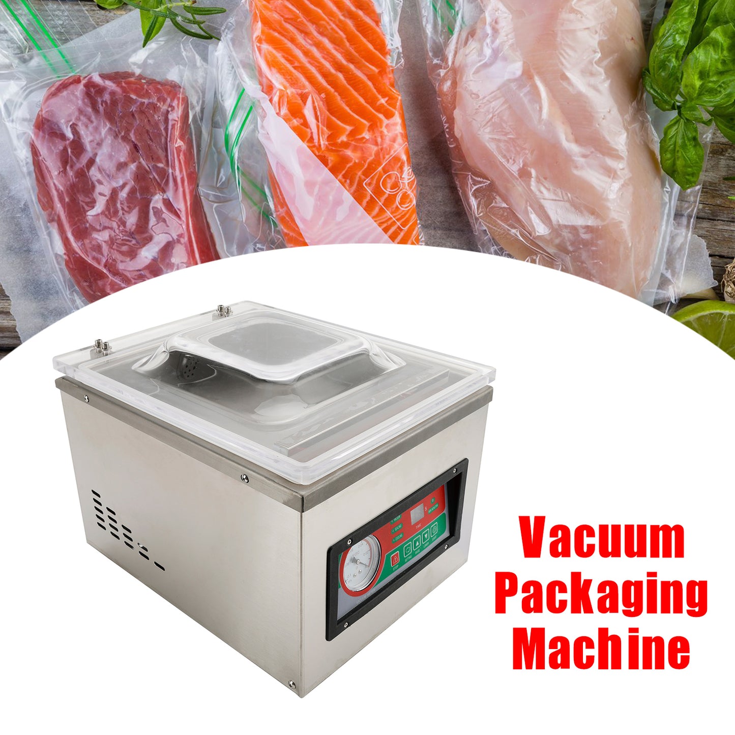 DZ-260C Commercial Vacuum Food Packaging Machine 120W Chamber Digital Sealer