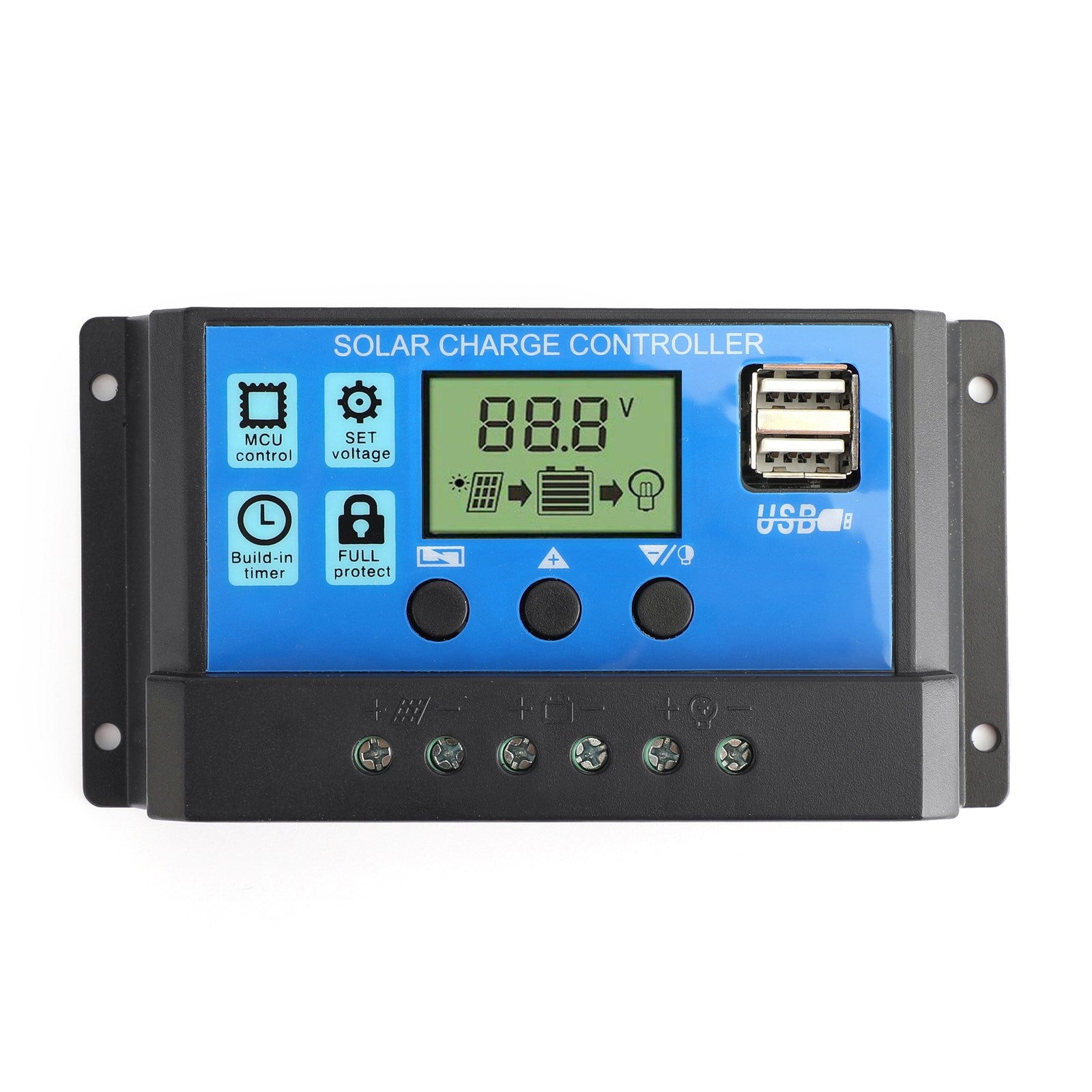 12V/24V Battery Regulator Solar Panel Charge Dual USB LCD 60A Controller PWM