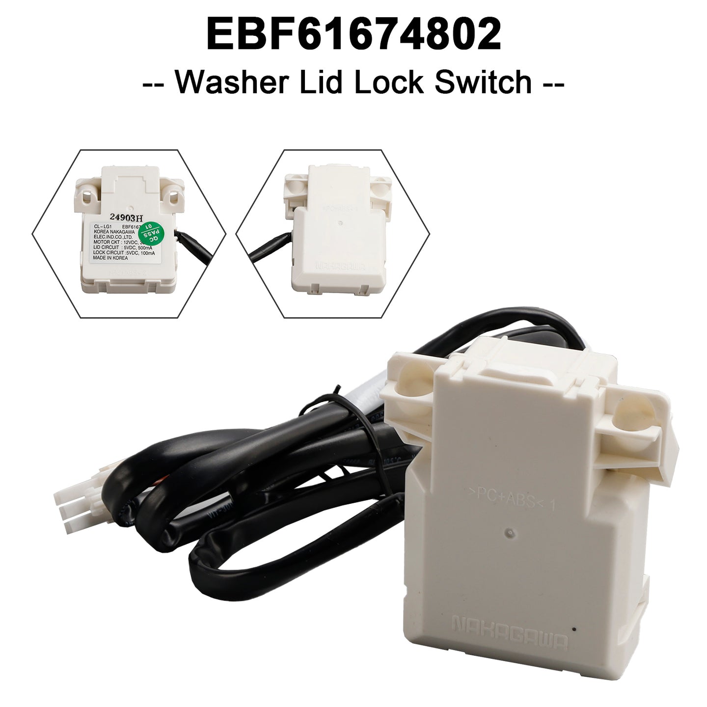 EBF61674802 Washer Lid Lock Switch for LG Kenmore Washing Machine EBF60665201