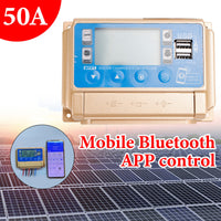 50A MPPT Solar Charge Controller with Bluetooth – 12V/24V LiFePO4, AGM, Gel, Lead Acid Battery Charger, LCD Display (Gold)
