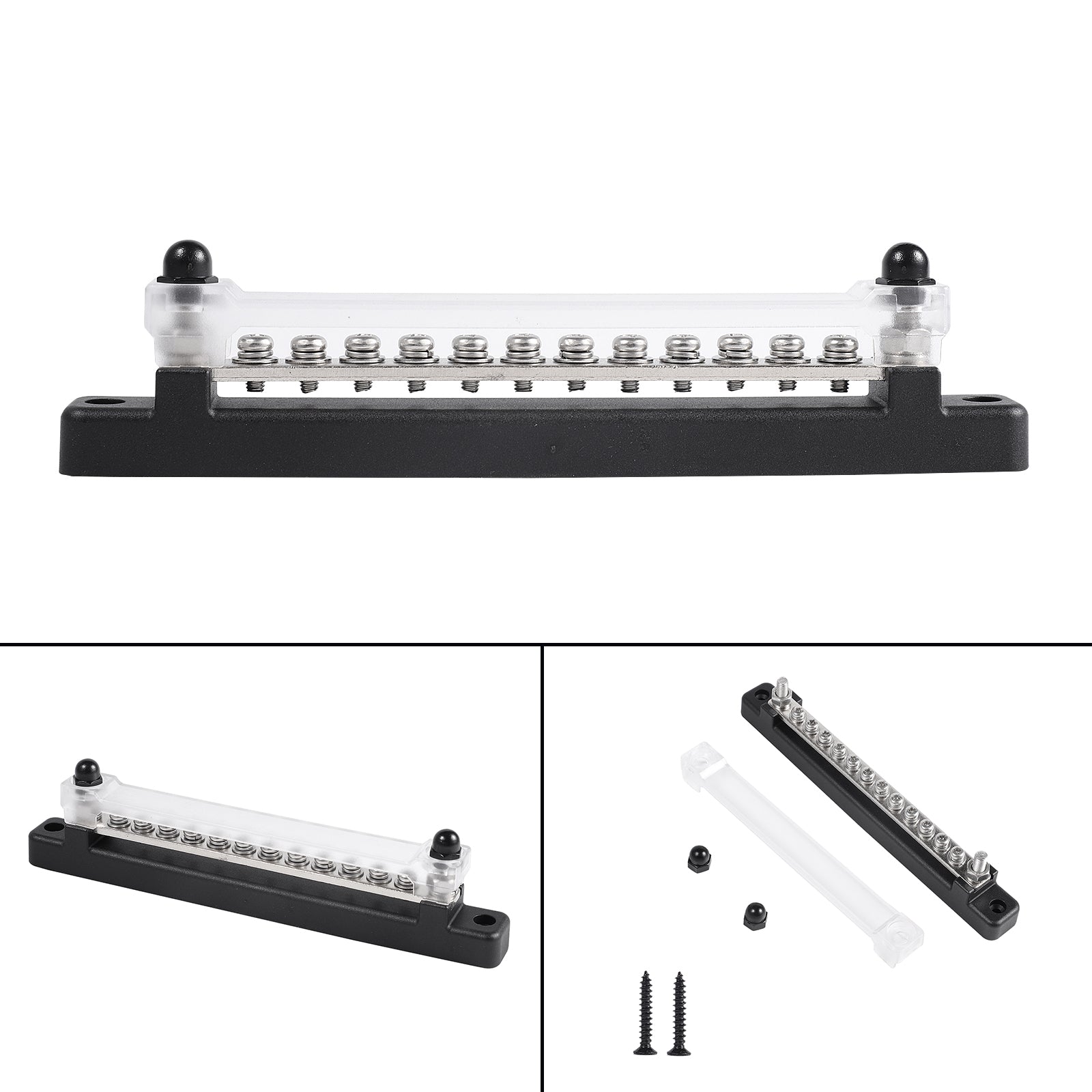12 Terminal Bus Bar 150A Power & Ground Distribution Block – Automotive Wire Block Kit for Car, Truck, RV, Marine, Boat